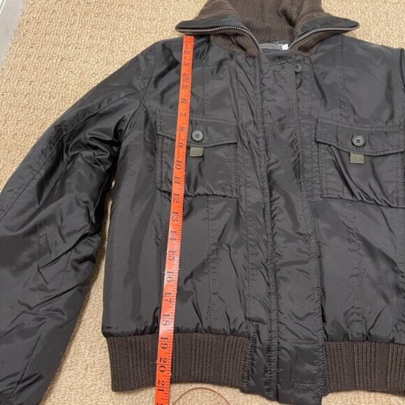 Vintage Knit Accent Bomber Jacket Brown - S - Picture 7 of 9